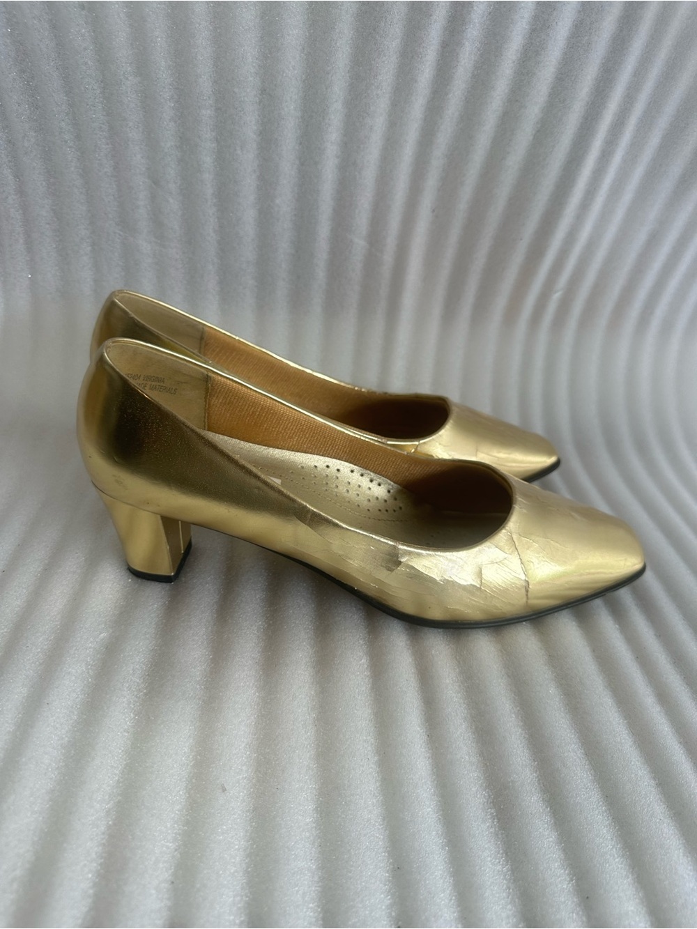 Classic Women's Gold Block Heel Pumps